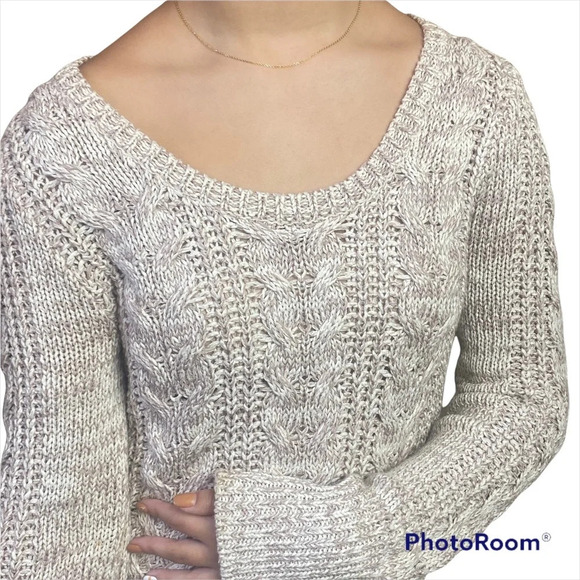 Free People cable knit sweater tan and cream small - Picture 5 of 10